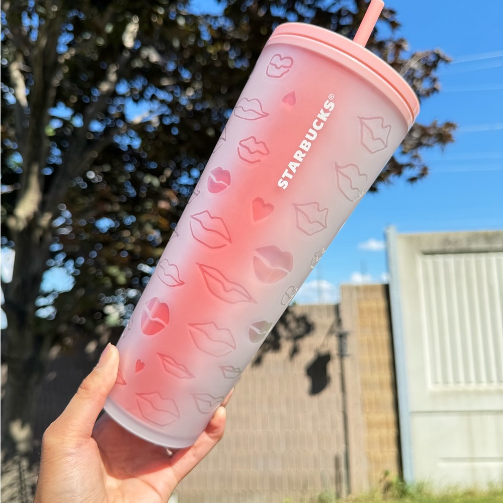 Starbucks OG Valentine’s Day Pink Lips Soft Touch Cold Cup Venti Tumbler